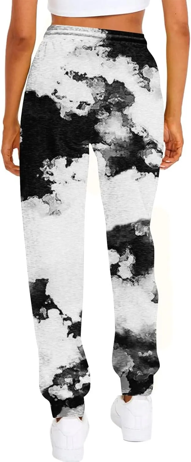 Women's Joggers Pants Holiday Modern Tapered Trousers Fitness Cosy Joggers Hi Waist Tye Dye Lightweight Lounge Pants