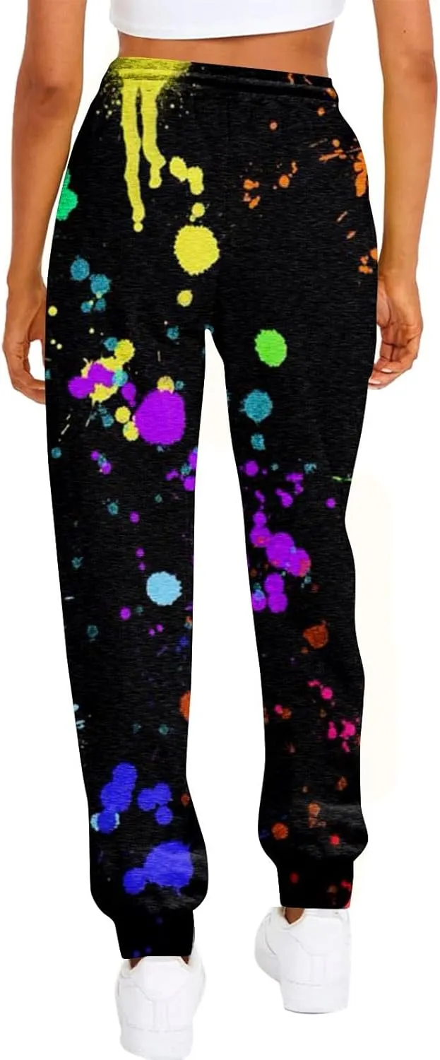 Women's Joggers Pants Holiday Modern Tapered Trousers Fitness Cosy Joggers Hi Waist Tye Dye Lightweight Lounge Pants