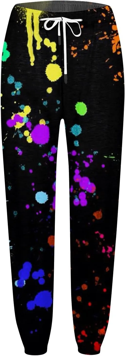 Women's Joggers Pants Holiday Modern Tapered Trousers Fitness Cosy Joggers Hi Waist Tye Dye Lightweight Lounge Pants