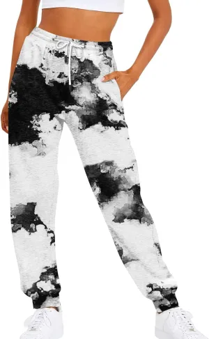 Women's Joggers Pants Holiday Modern Tapered Trousers Fitness Cosy Joggers Hi Waist Tye Dye Lightweight Lounge Pants