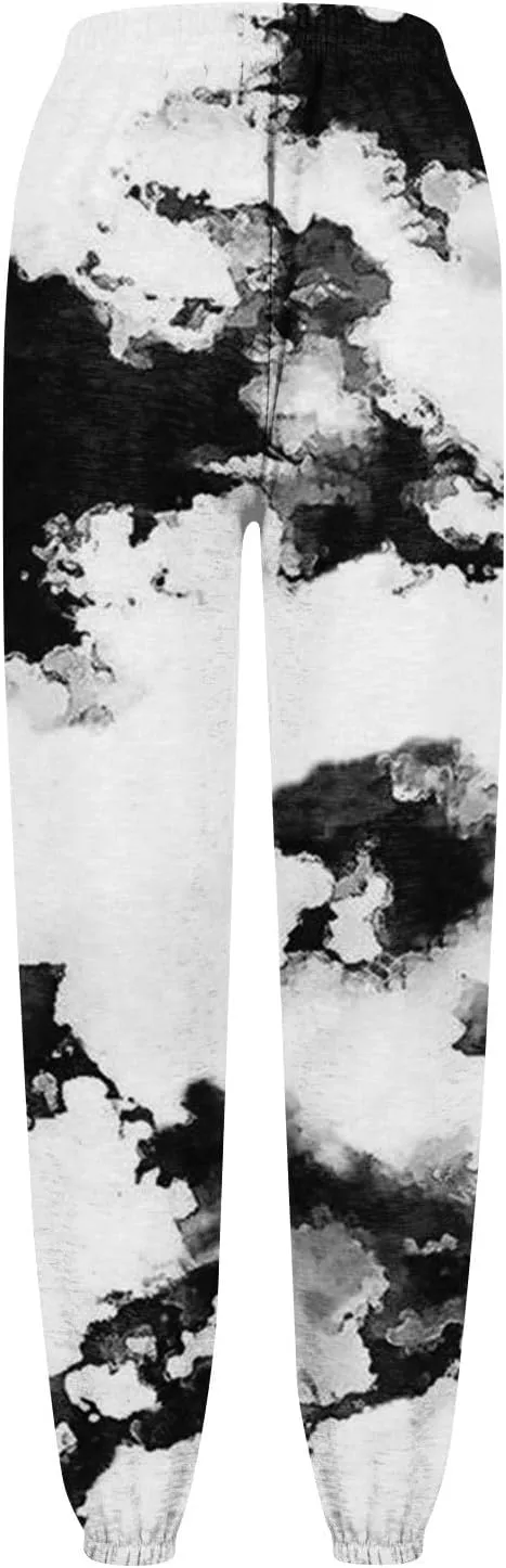 Women's Joggers Pants Holiday Modern Tapered Trousers Fitness Cosy Joggers Hi Waist Tye Dye Lightweight Lounge Pants