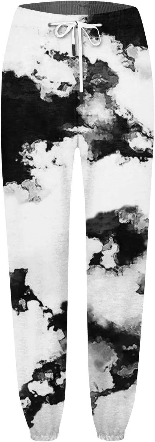 Women's Joggers Pants Holiday Modern Tapered Trousers Fitness Cosy Joggers Hi Waist Tye Dye Lightweight Lounge Pants