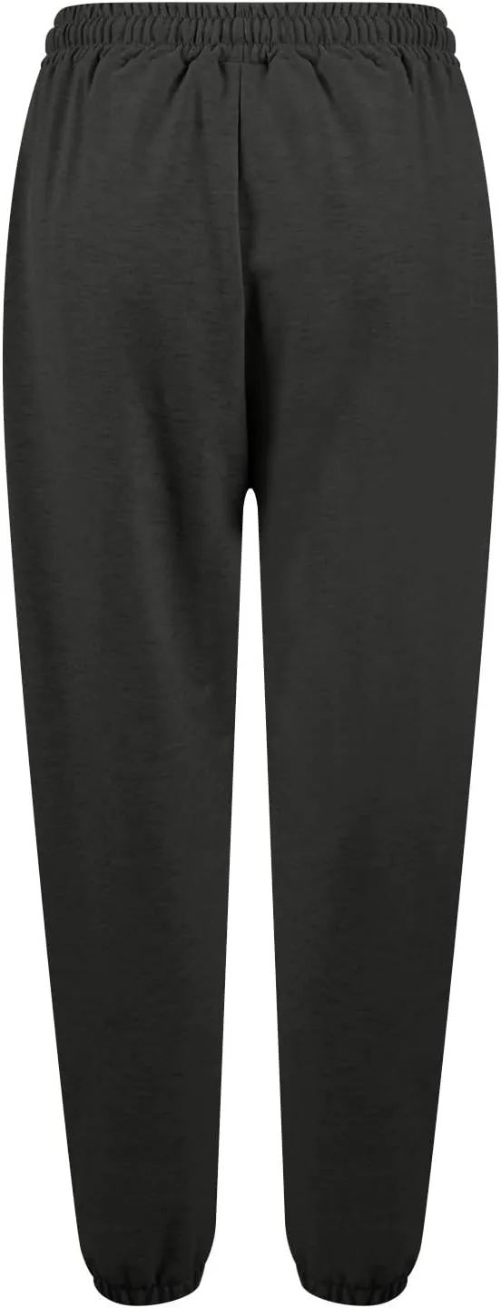 Womens Joggers with Pockets Elastic High Waisted Fleece Sweatpants Y2k Drawstring Athletic Lounge Sweat Pants