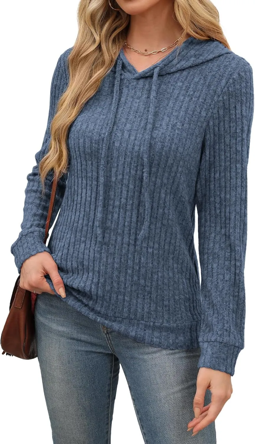 Womens Lightweight Hoodie Sweaters Long Sleeve Shirts Casual Loose Knit Tops Fall Fashion 2024