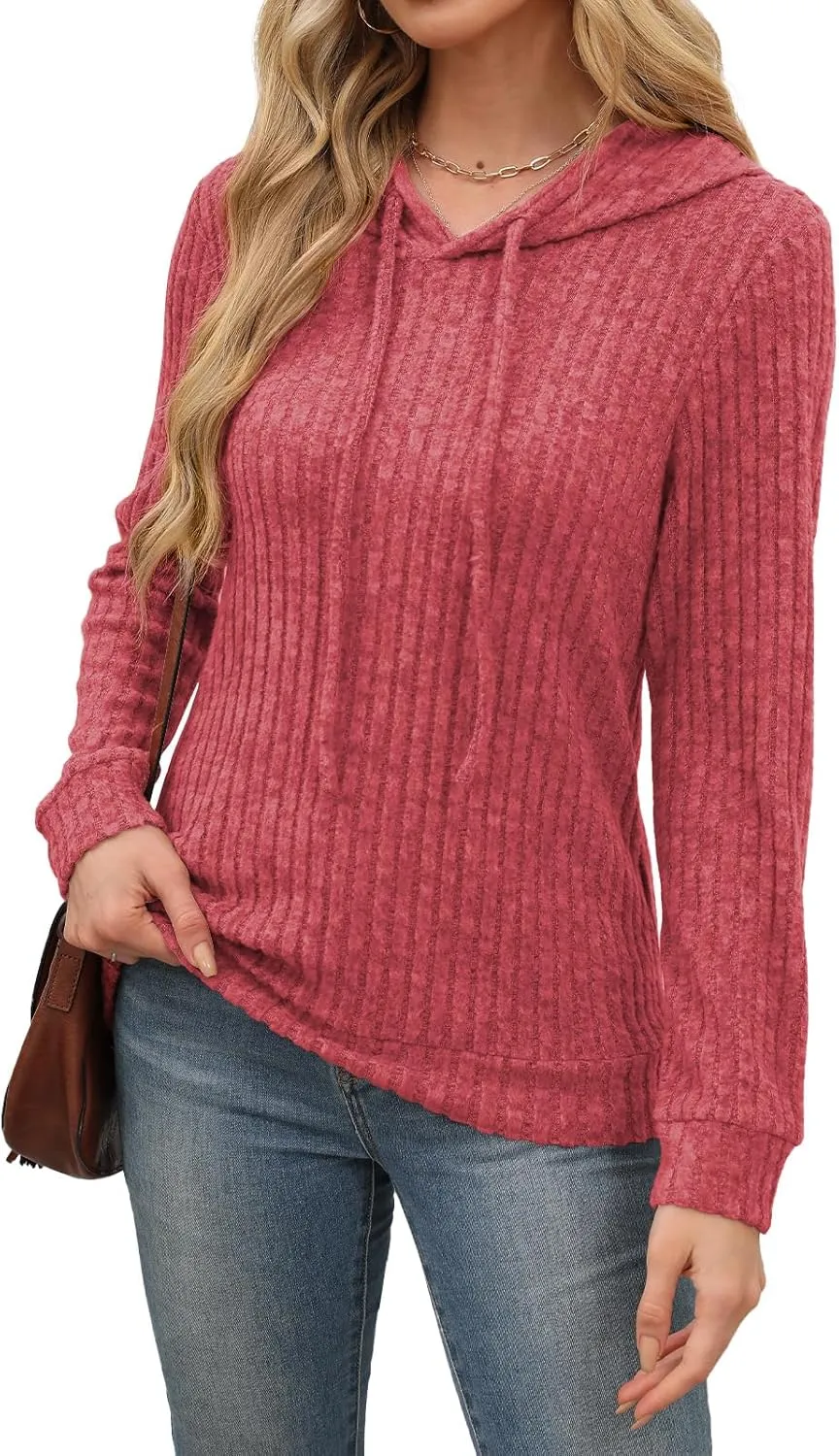 Womens Lightweight Hoodie Sweaters Long Sleeve Shirts Casual Loose Knit Tops Fall Fashion 2024