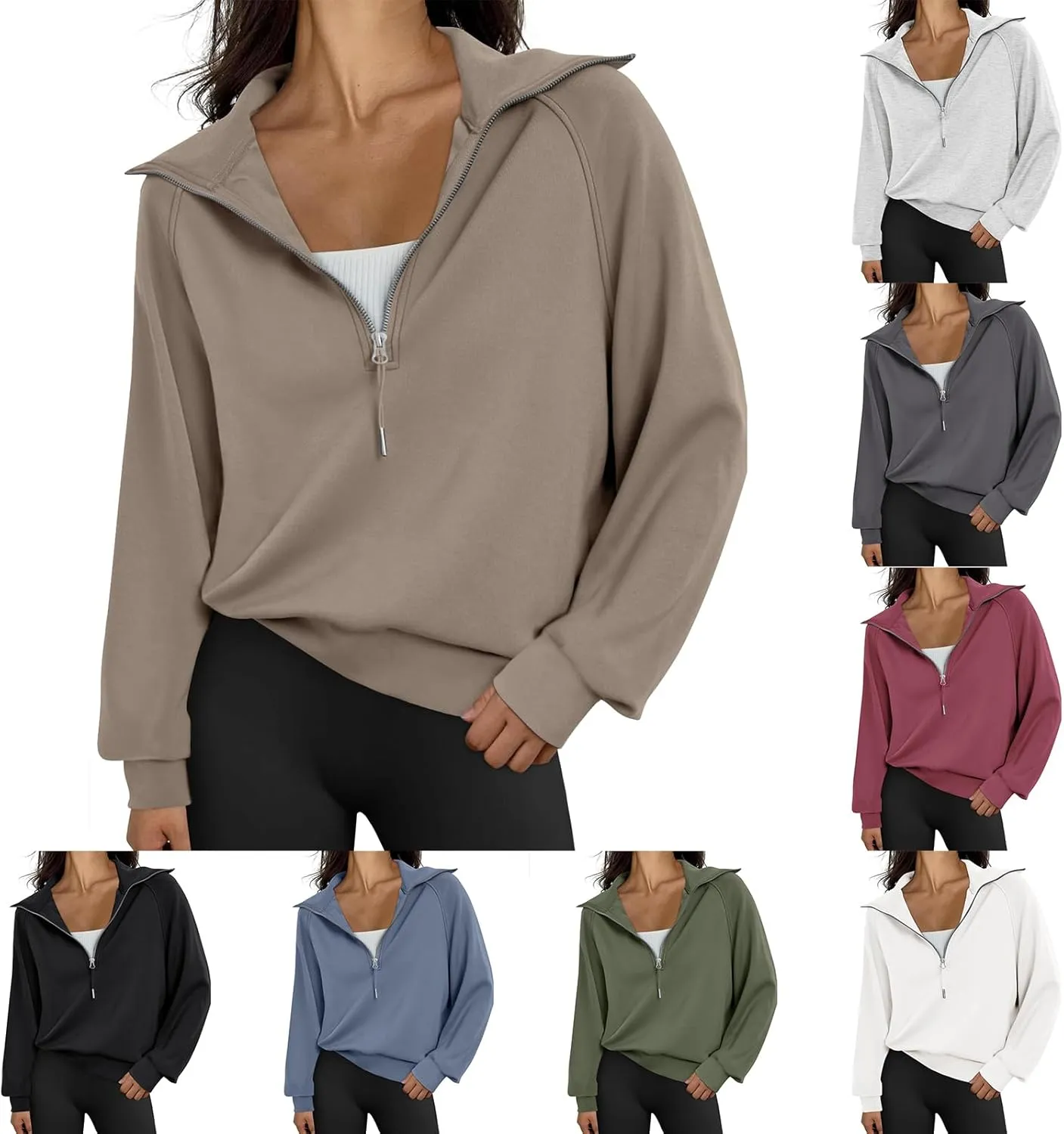 Womens Oversized Sweatshirts Fleece Half Zip Pullover Long Sleeve Teen Girls Fall Y2K Clothes