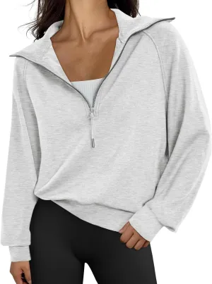 Womens Oversized Sweatshirts Fleece Half Zip Pullover Long Sleeve Teen Girls Fall Y2K Clothes