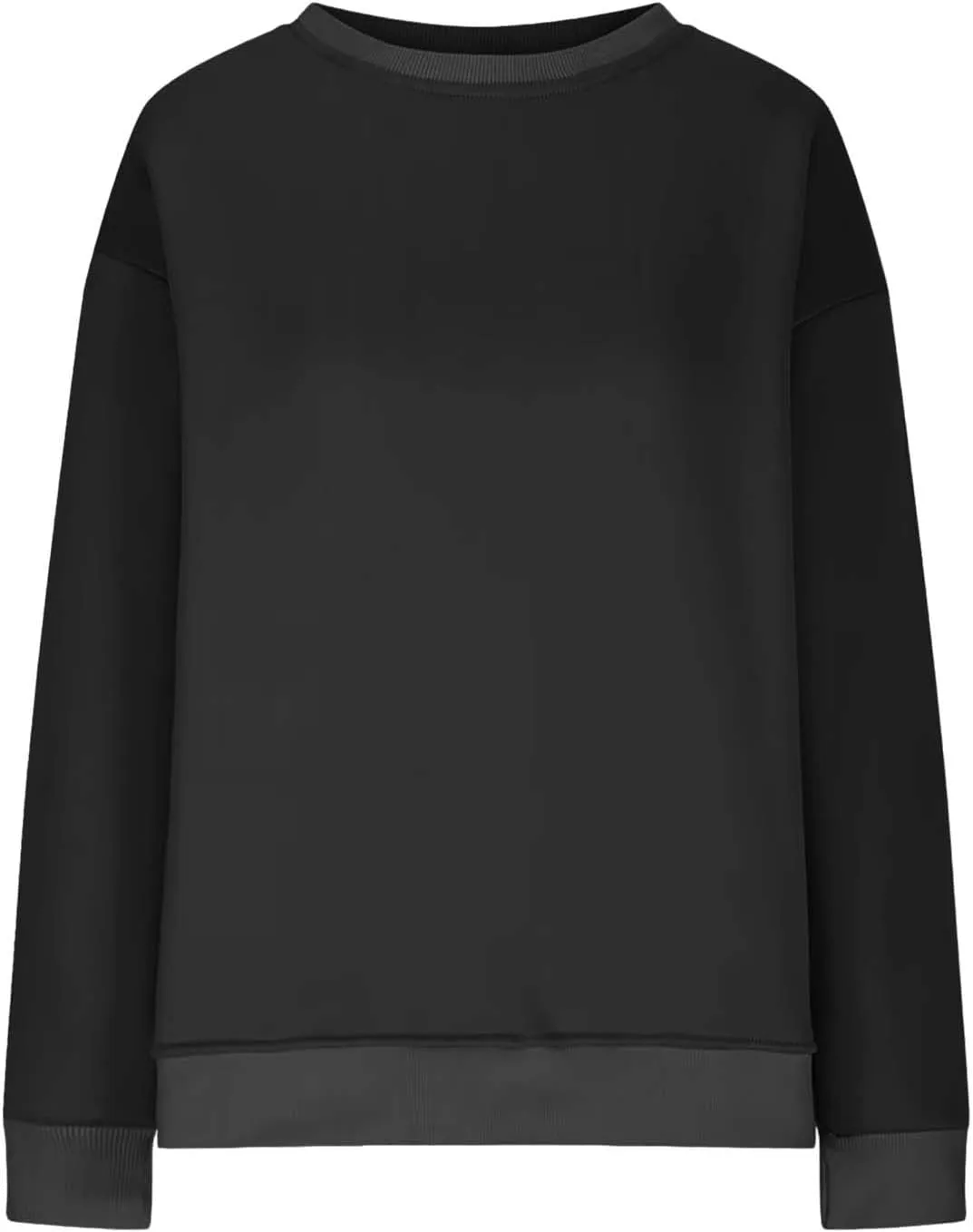 Womens Oversized Sweatshirts Side Slit Crewneck Long Sleeve Tops Loose Pullover 2024 Fall Trendy Clothes with Pocket