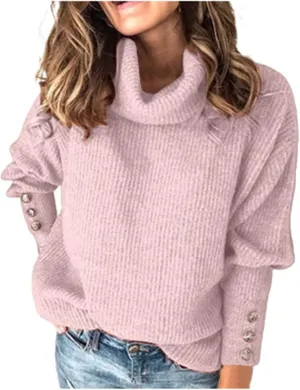 Women's Oversized Turtleneck Chunky Casual Pullover Sweaters Cowl Neck Long Sleeve Winter Slouchy Loose Knit Sweaters