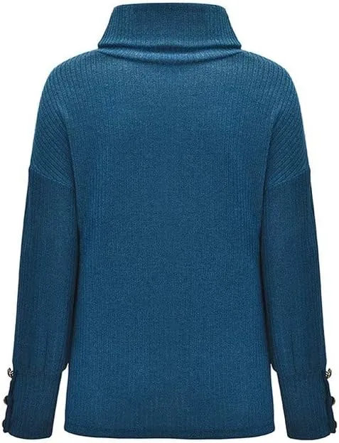 Womens Oversized Turtleneck Chunky Pullover Sweaters Cowl Neck Long Sleeve Winter Slouchy Casual Loose Knit Sweaters