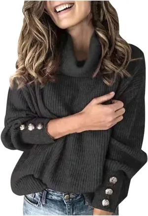Womens Oversized Turtleneck Chunky Pullover Sweaters Cowl Neck Long Sleeve Winter Slouchy Casual Loose Knit Sweaters