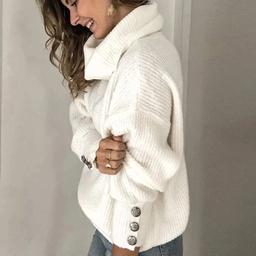Womens Oversized Turtleneck Chunky Pullover Sweaters Cowl Neck Long Sleeve Winter Slouchy Casual Loose Knit Sweaters