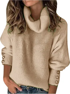Women's Oversized Turtleneck Chunky Pullover Sweaters Winter Casual Thermal Long Sleeve Loose Knit Jumper Tops