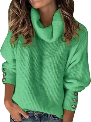 Women's Oversized Turtleneck Chunky Pullover Sweaters Winter Casual Thermal Long Sleeve Loose Knit Jumper Tops