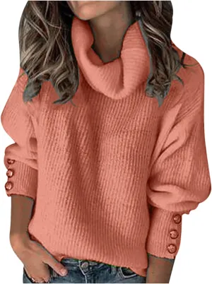 Women's Oversized Turtleneck Chunky Pullover Sweaters Winter Casual Thermal Long Sleeve Loose Knit Jumper Tops