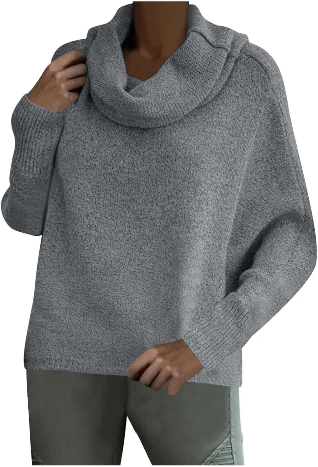 Women's Oversized Turtleneck Pullovers Sweaters Cowl Neck Long Sleeve Fall Winter Slouchy Loose Knit Sweaters