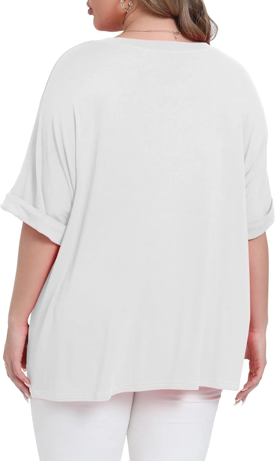 Womens Plus Size Oversized T Shirts Summer Half Sleeve Crew Neck Tops Casual Tunic Blouse
