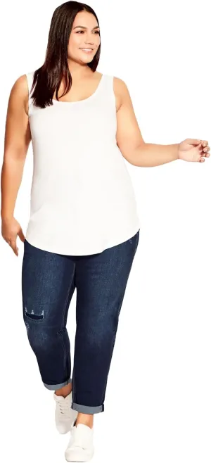 Women's Plus Size Petite Girlfriend Rip Jean