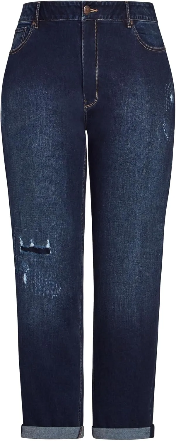 Women's Plus Size Petite Girlfriend Rip Jean