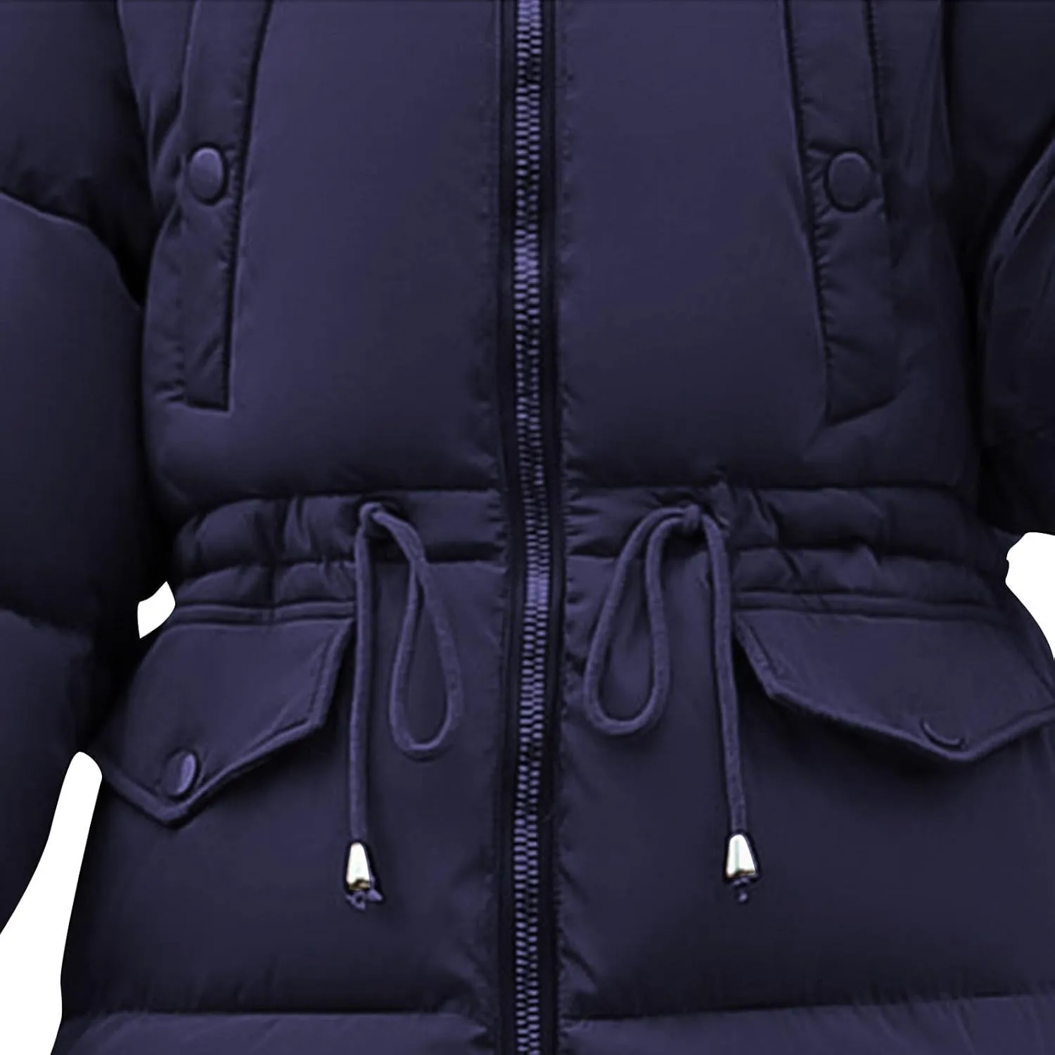 Womens Puffer Coat with Fur Hood Thicken Warm Long Quilted Down Jackets Plus Size Full Zip Windproof Parka Outerwear