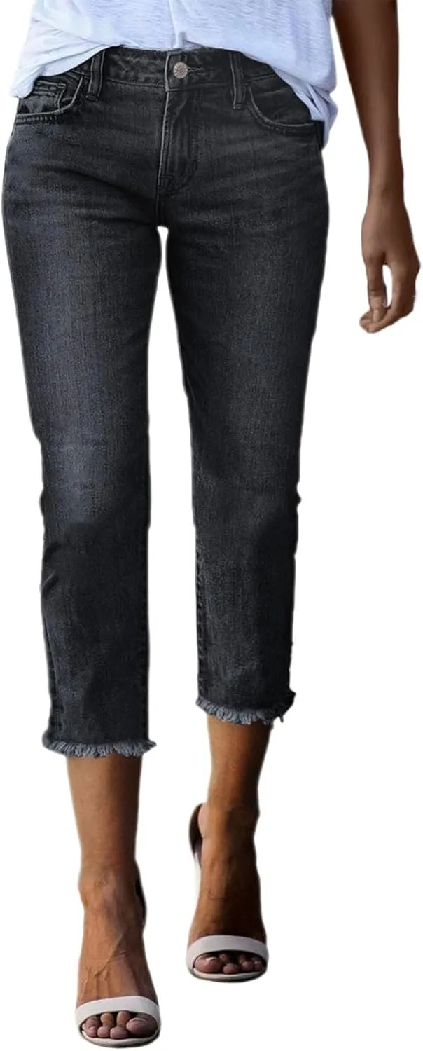 Women's Ripped Destroyed Skinny Jeans & Jeggings Pull-On Elastic Waist Stretch Denim Pants Regular-Plus Size