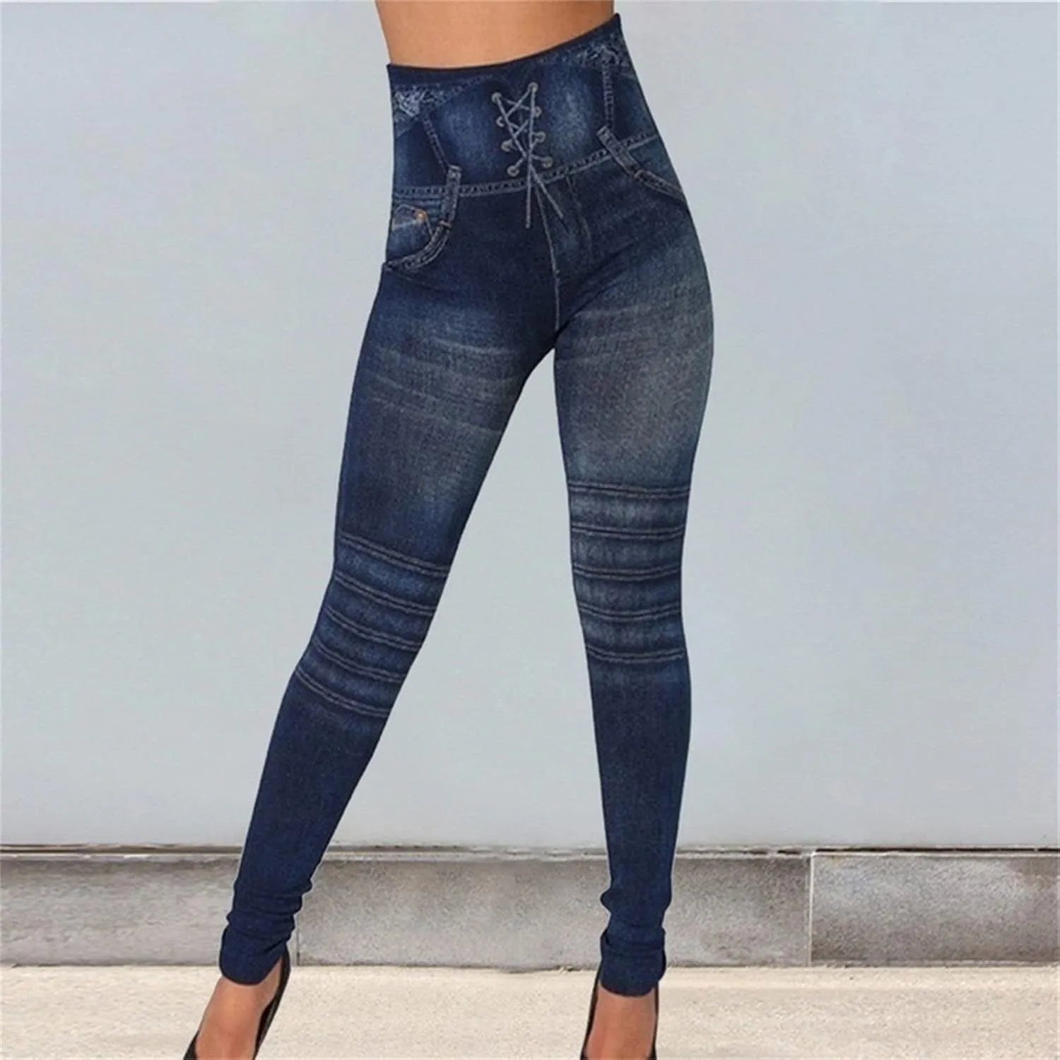Women's Slim Fit Denim Leggings Classic High Waisted Skinny Stretch Butt Lifting Jeans Denim Jeggings with Pockets
