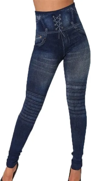 Women's Slim Fit Denim Leggings Classic High Waisted Skinny Stretch Butt Lifting Jeans Denim Jeggings with Pockets
