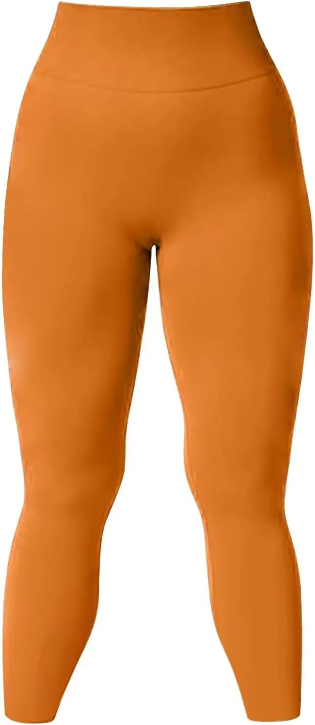 Women's Solid Color Seamless Yoga Pants High Waist Scrunch Butt Lifting Ruched Gym Tights Soft Comfy Workout Sports Leggings