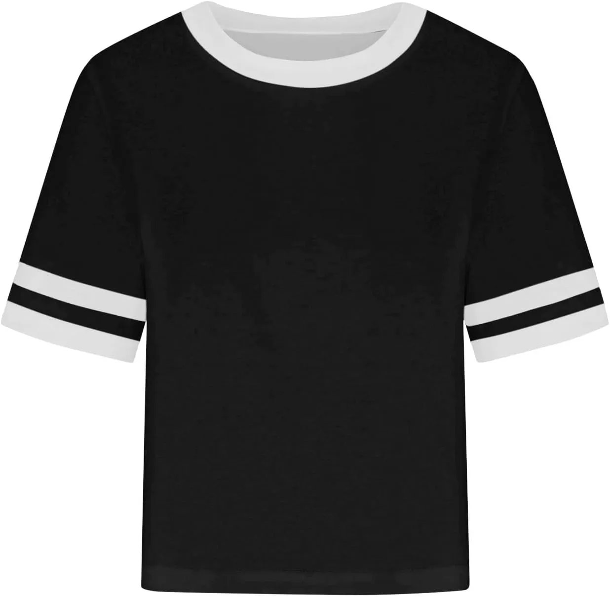 Womens Summer T Shirts Short Sleeve Crew Neck Colorblock Loose Crop Tops Drop-Shoulder Casual Baggy Tees