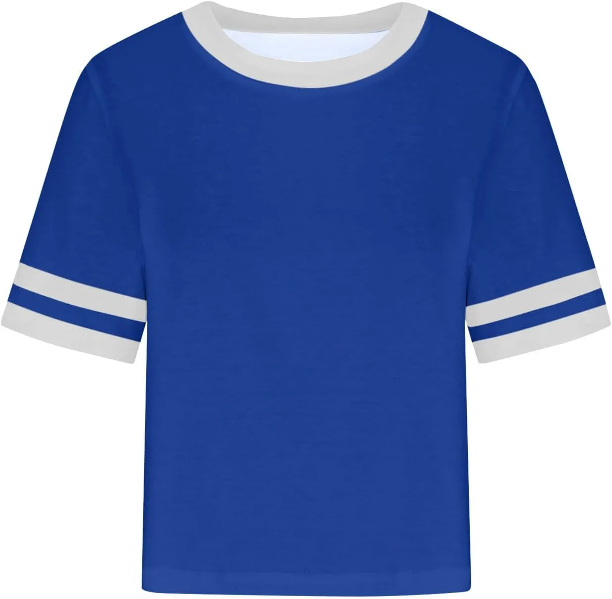 Womens Summer T Shirts Short Sleeve Crew Neck Colorblock Loose Crop Tops Drop-Shoulder Casual Baggy Tees