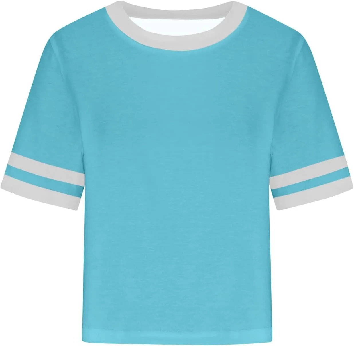 Womens Summer T Shirts Short Sleeve Crew Neck Colorblock Loose Crop Tops Drop-Shoulder Casual Baggy Tees