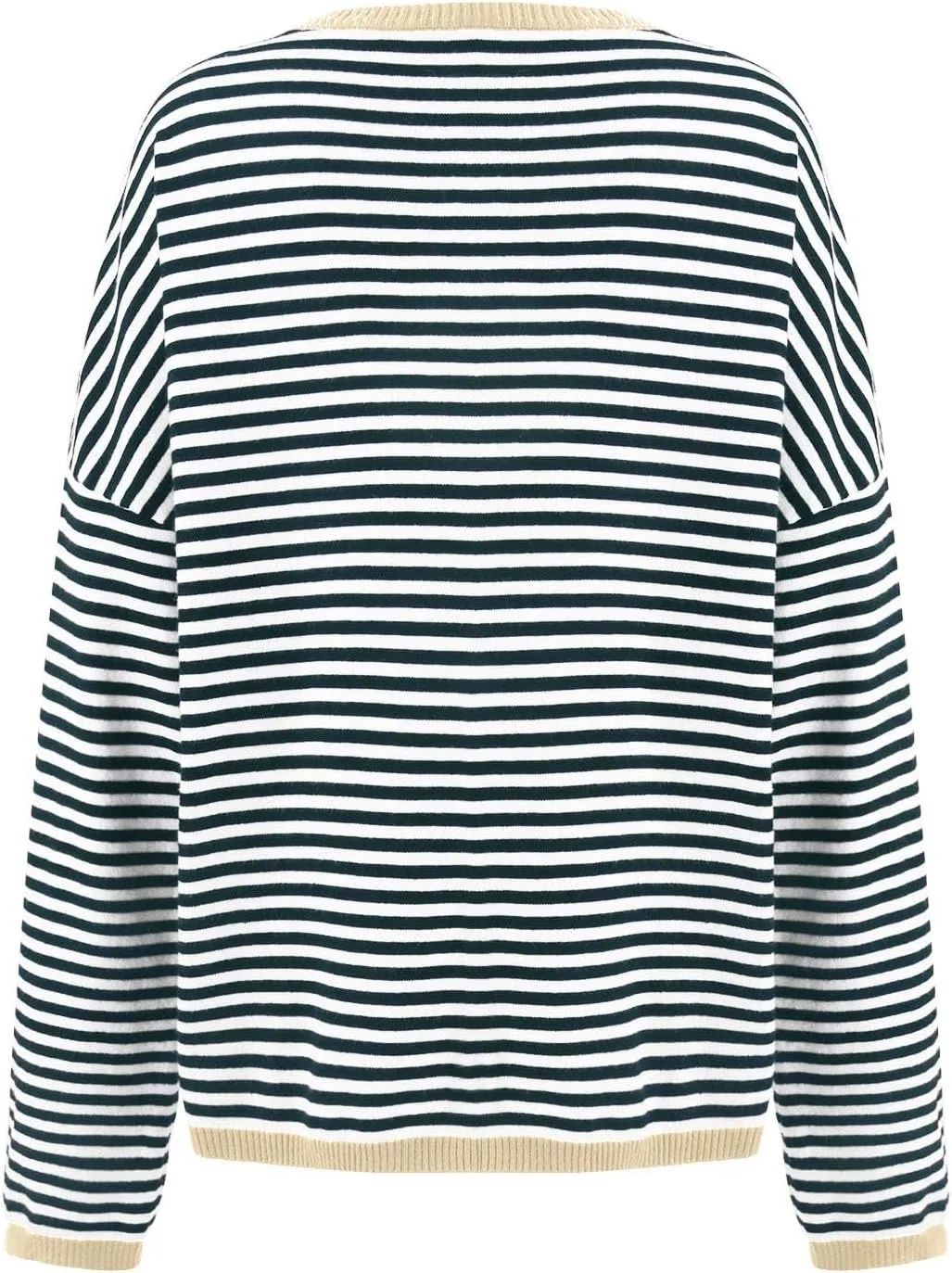 Womens Sweaters Striped Color Block Long Sleeve Casual Loose Knitted Pullover Shirts 2024 Fall Outfits Trendy Tops