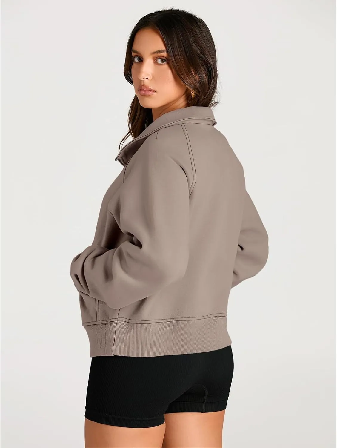 Womens Sweatshirts Half Zip Cropped Pullover Fleece Quarter Hoodies Fall Outfits Casual Hooded Y2k Winter Clothes