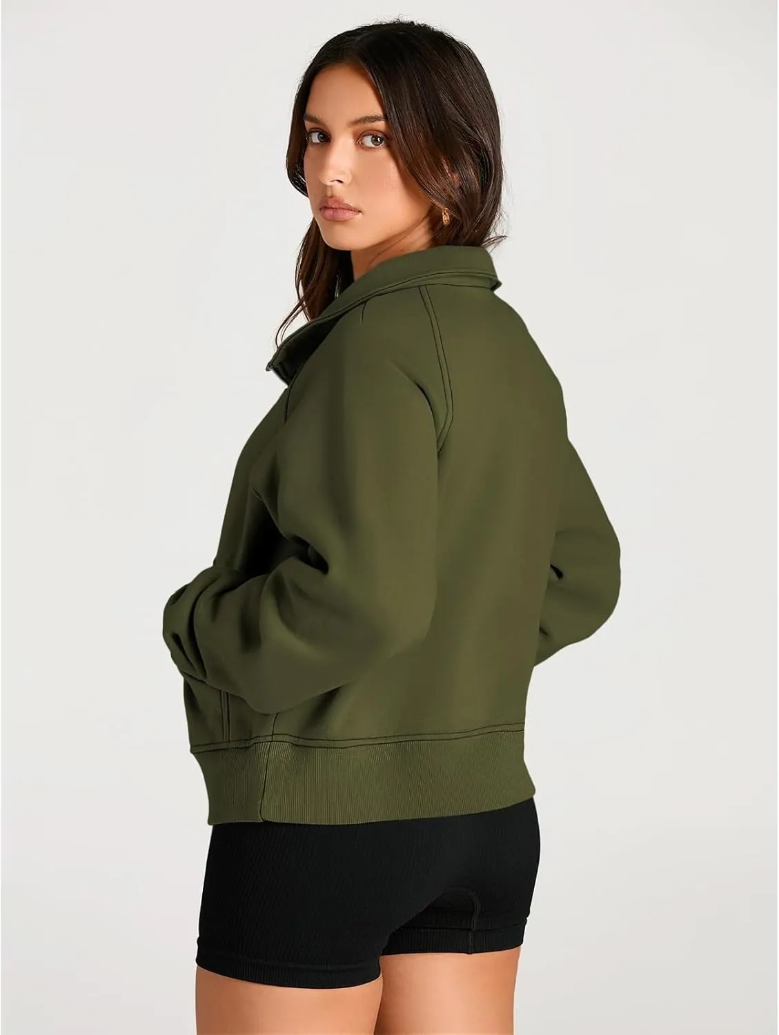 Womens Sweatshirts Half Zip Cropped Pullover Fleece Quarter Hoodies Fall Outfits Casual Hooded Y2k Winter Clothes