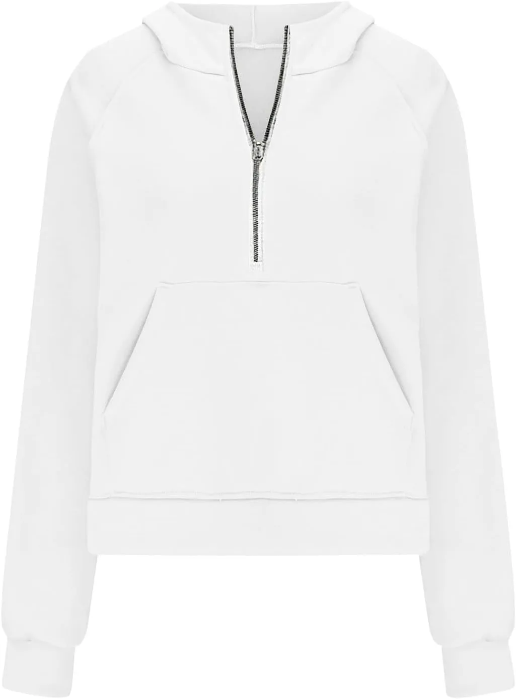 Womens Sweatshirts Half Zip Cropped Pullover Fleece Quarter Zipper Hoodies Thumb Hole Solid Sweatshirt with Pocket
