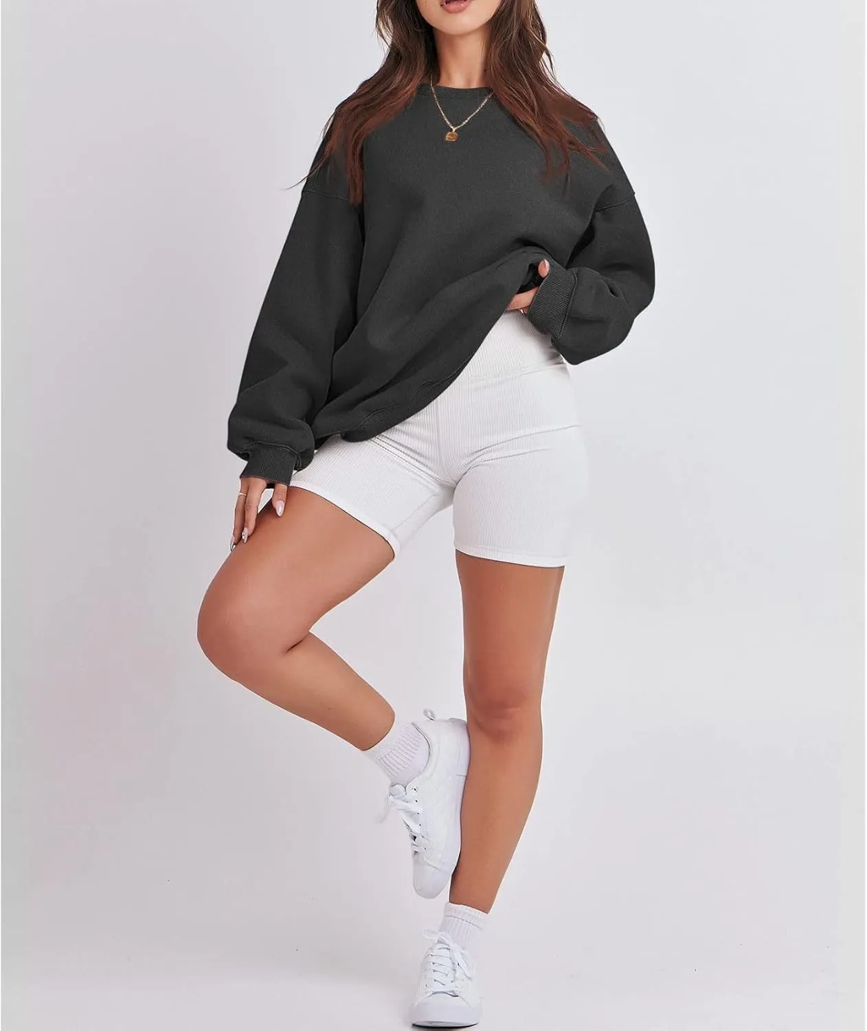 Women's Sweatshirts Hoodies Crewneck Oversized Fleece Pullover Sweaters Cute Top Y2K Teen Girls Preppy Clothes 2024
