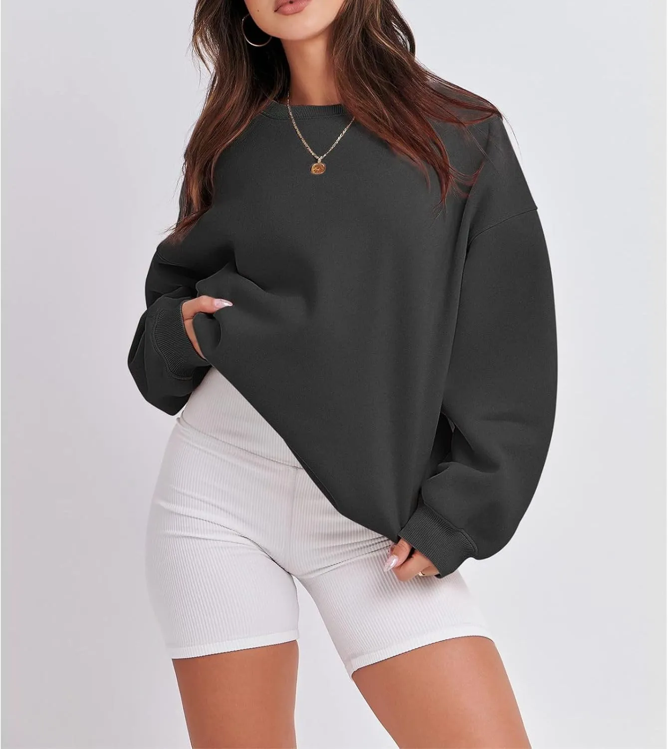 Women's Sweatshirts Hoodies Crewneck Oversized Fleece Pullover Sweaters Cute Top Y2K Teen Girls Preppy Clothes 2024