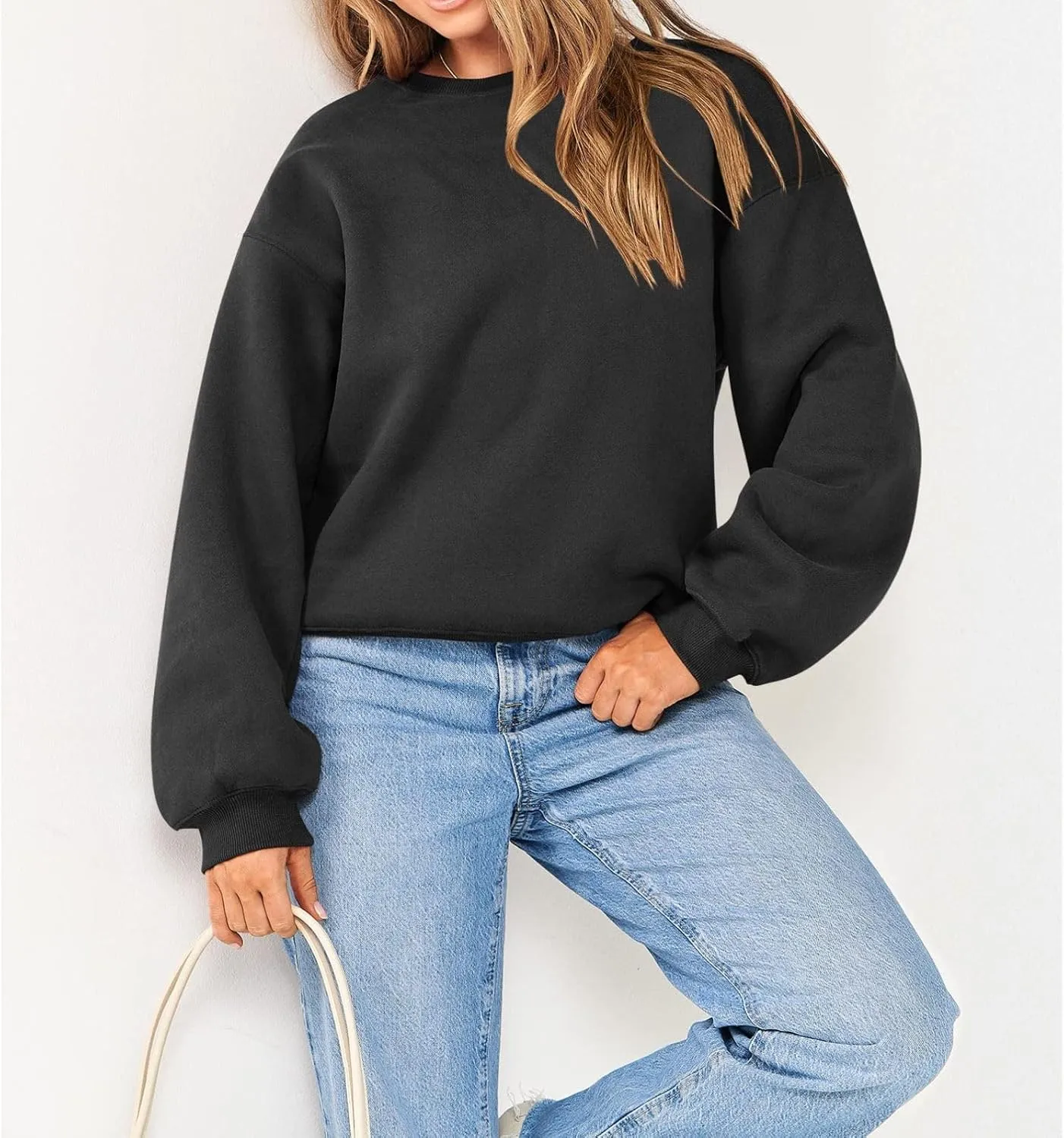 Women's Sweatshirts Hoodies Crewneck Oversized Fleece Pullover Sweaters Cute Top Y2K Teen Girls Preppy Clothes 2024