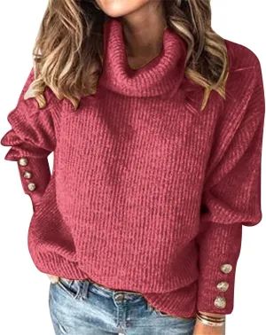 Womens Turtleneck Chunky Pullover Oversized Sweaters Cowl Neck Long Sleeve Winter Slouchy Loose Knit Sweaters Trendy