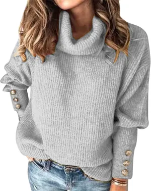 Womens Turtleneck Chunky Pullover Oversized Sweaters Cowl Neck Long Sleeve Winter Slouchy Loose Knit Sweaters Trendy