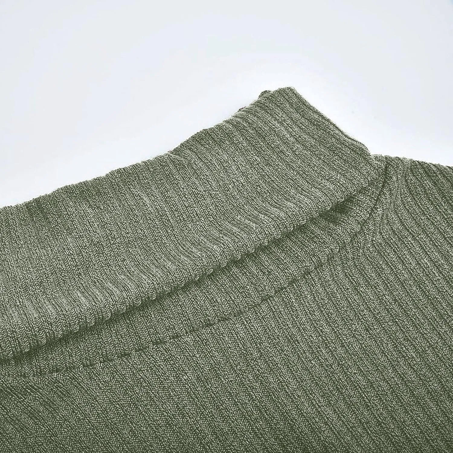 Women's Turtleneck Oversized Sweaters Long Sleeve Pullover Loose Knit Jumper Striped Print Button Jumper Tops
