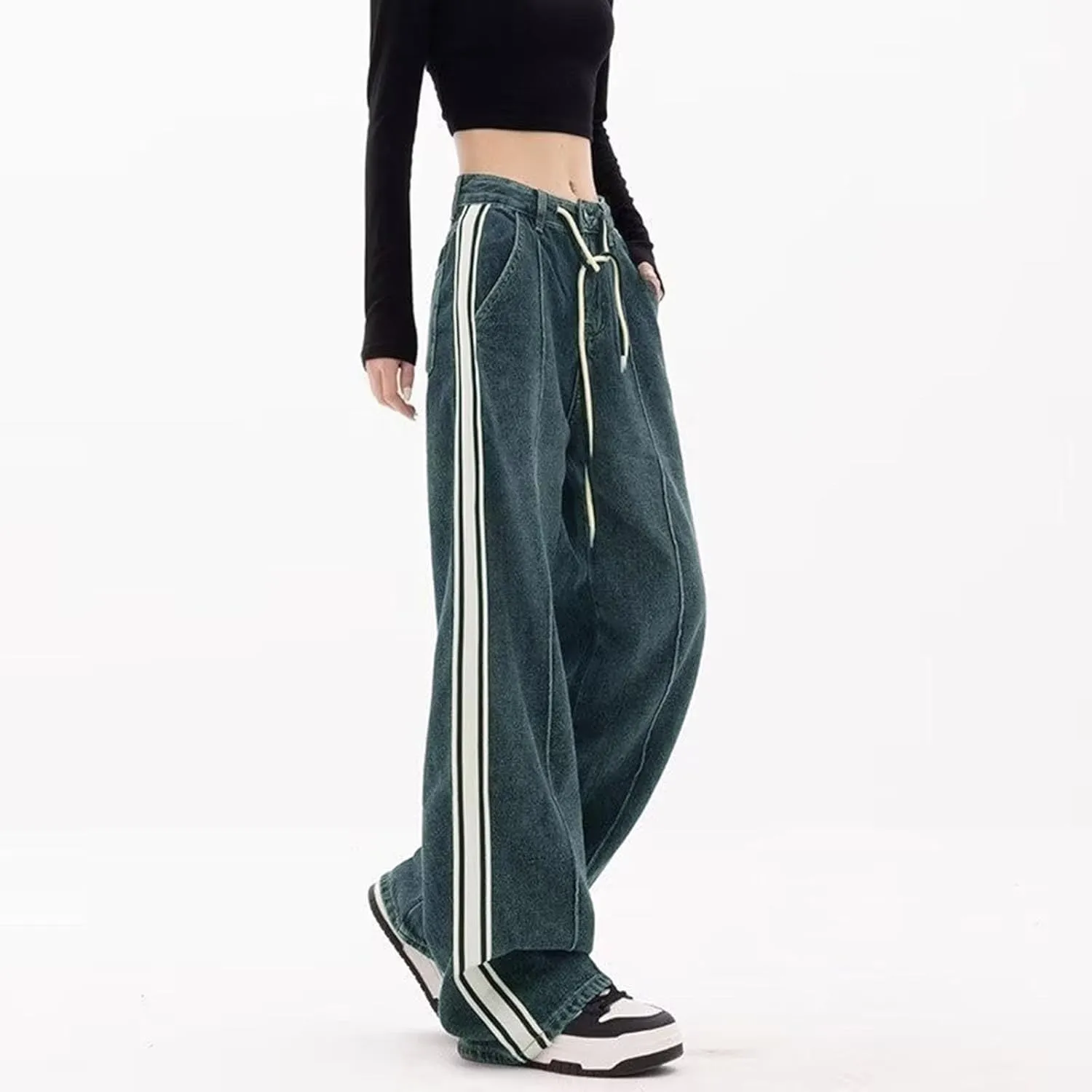 Womens Wide Leg Boyfriends Jeans High Waist Loose Distressed Denim Pants Suitable for All Leg Types All Kinds of People