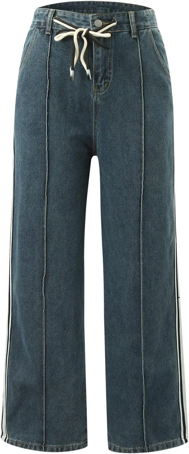 Womens Wide Leg Boyfriends Jeans High Waist Loose Distressed Denim Pants Suitable for All Leg Types All Kinds of People
