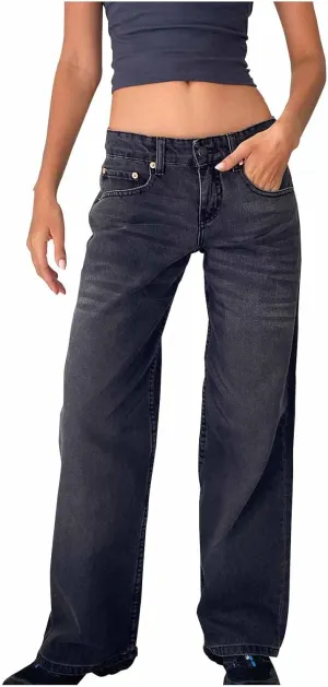 Women's Wide Leg Jeans Loose Trouser Jeans High Waisted Straight Leg Stretch Denim Pants Casual Trendy Denim Pants