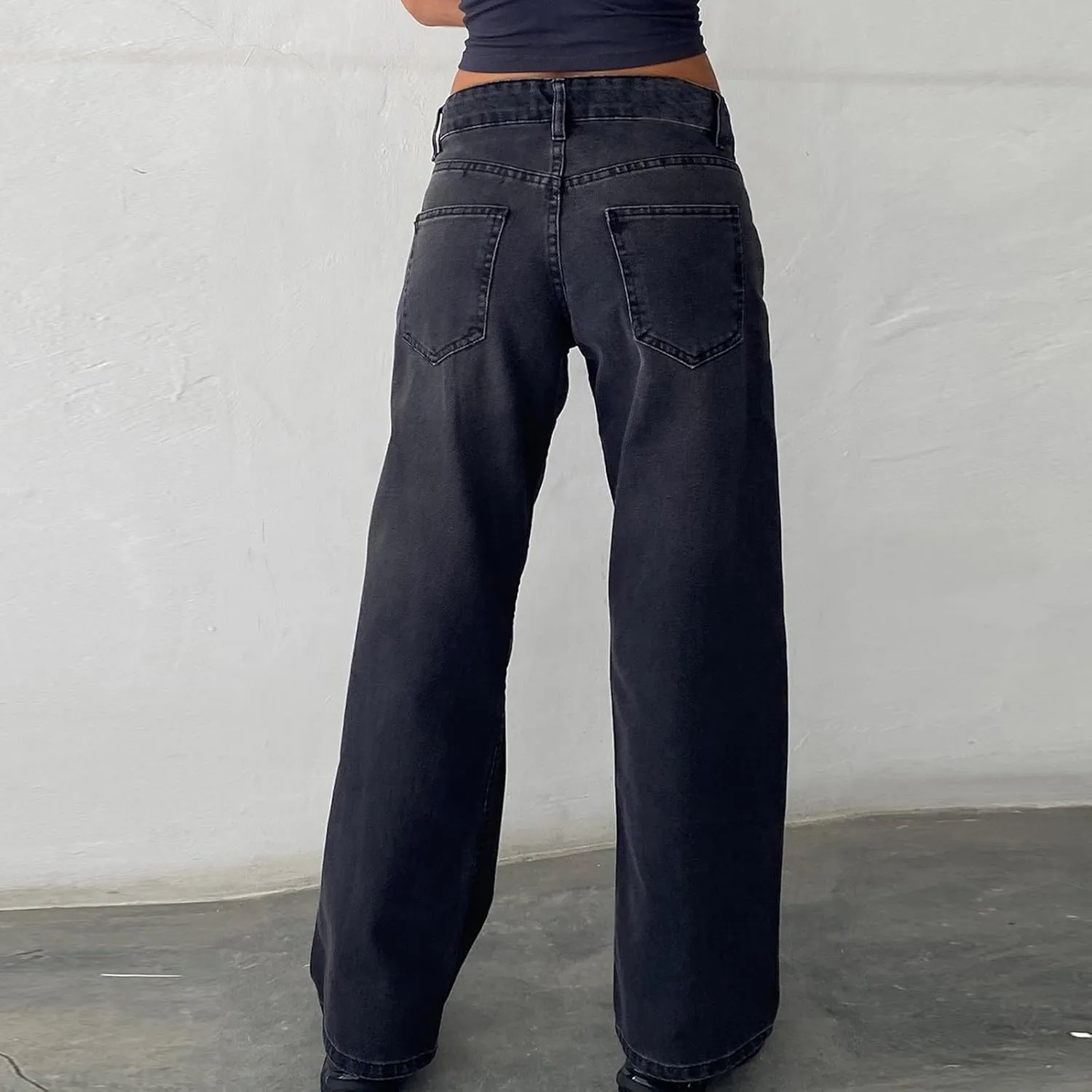 Women's Wide Leg Jeans Loose Trouser Jeans High Waisted Straight Leg Stretch Denim Pants Casual Trendy Denim Pants