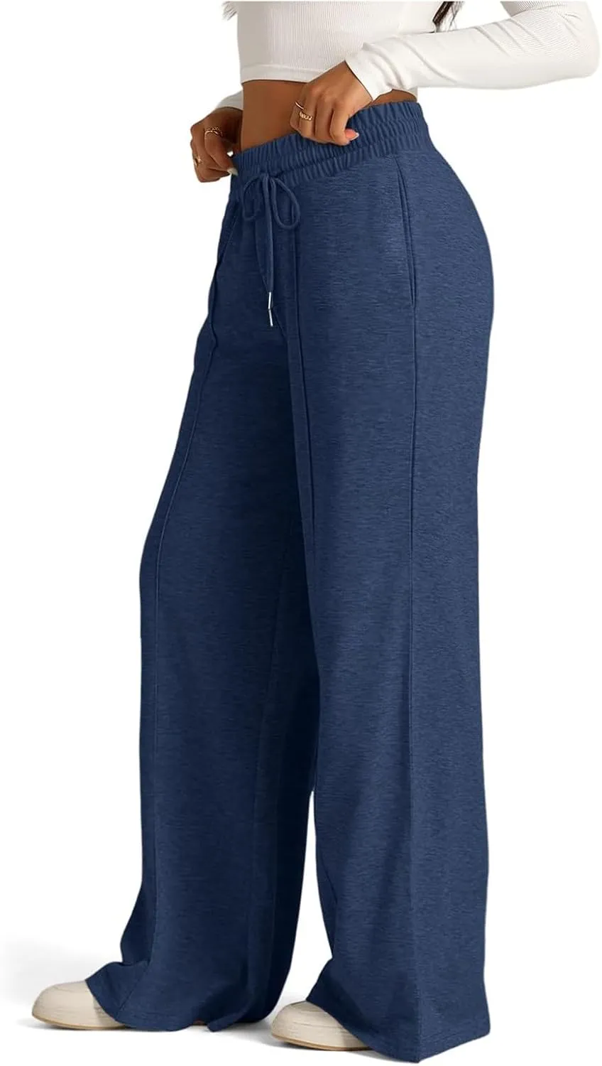 Womens Wide Leg Sweatpants Lightweight High Waisted Joggers with Pockets Baggy Comfy Drawstring Lounge Pants 2024
