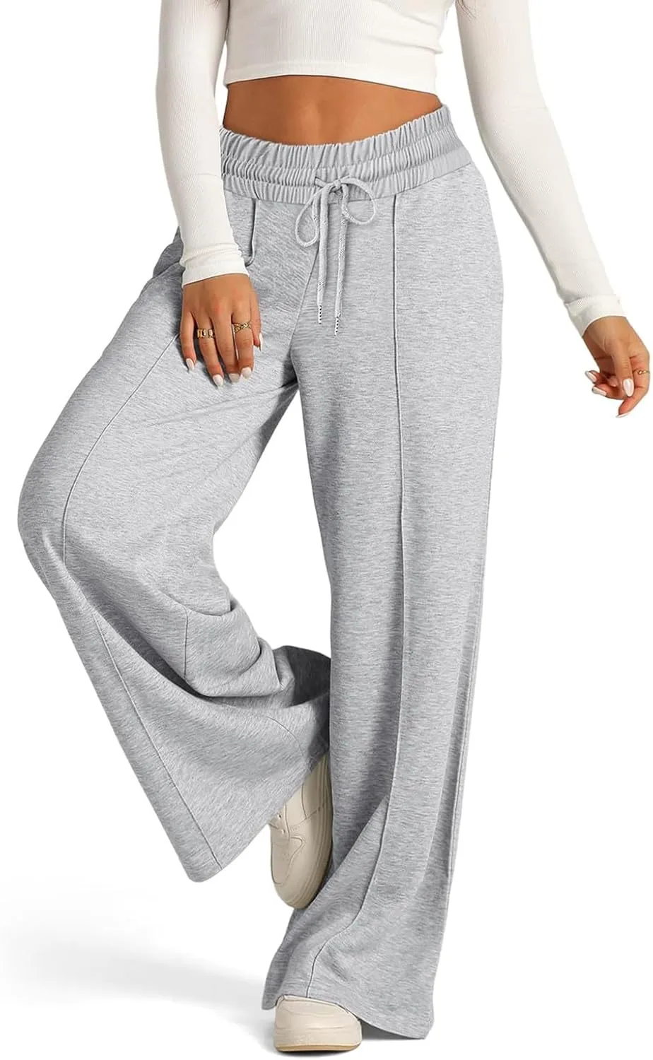 Womens Wide Leg Sweatpants Lightweight High Waisted Joggers with Pockets Baggy Comfy Drawstring Lounge Pants 2024
