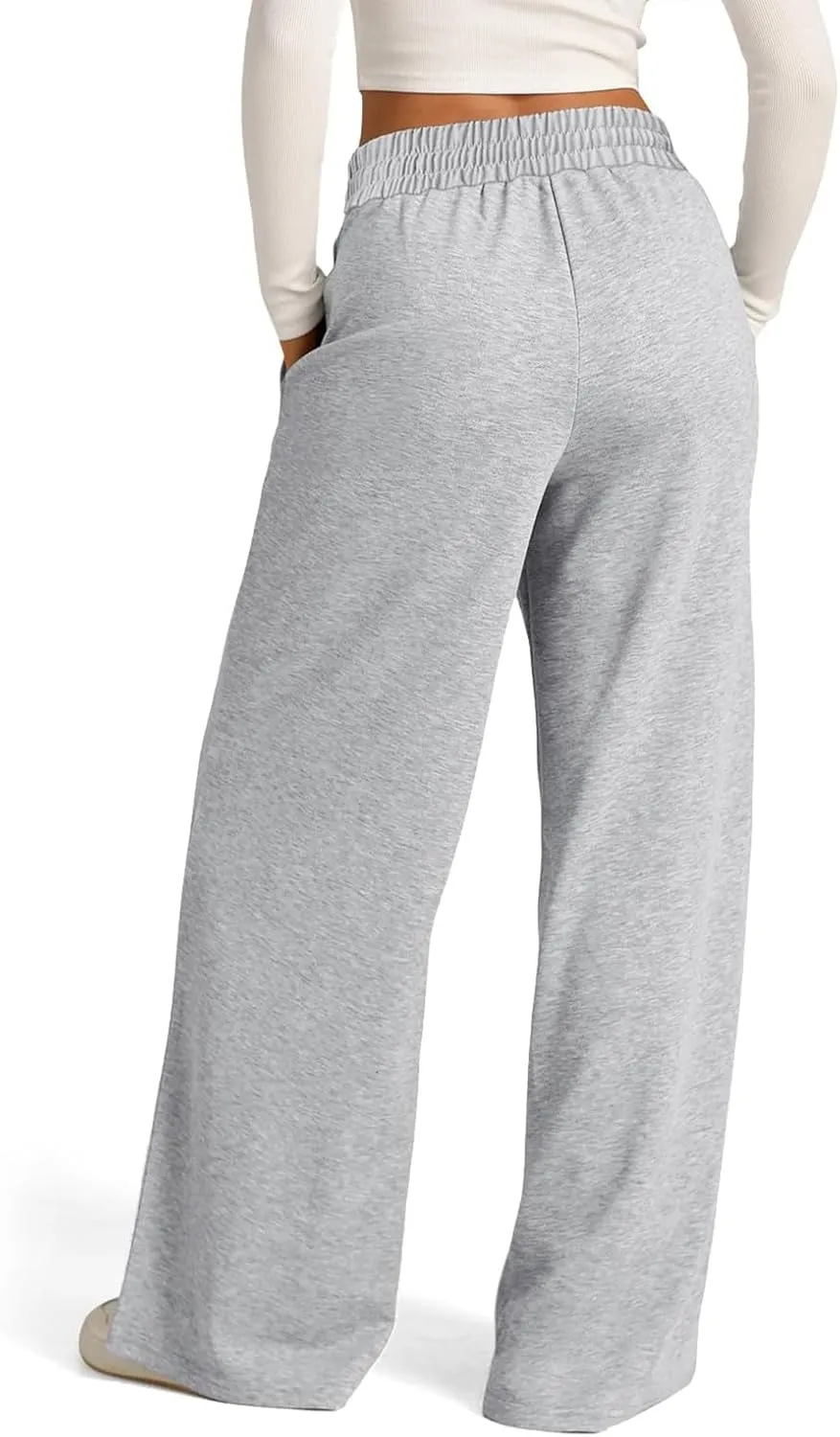 Womens Wide Leg Sweatpants Lightweight High Waisted Joggers with Pockets Baggy Comfy Drawstring Lounge Pants 2024