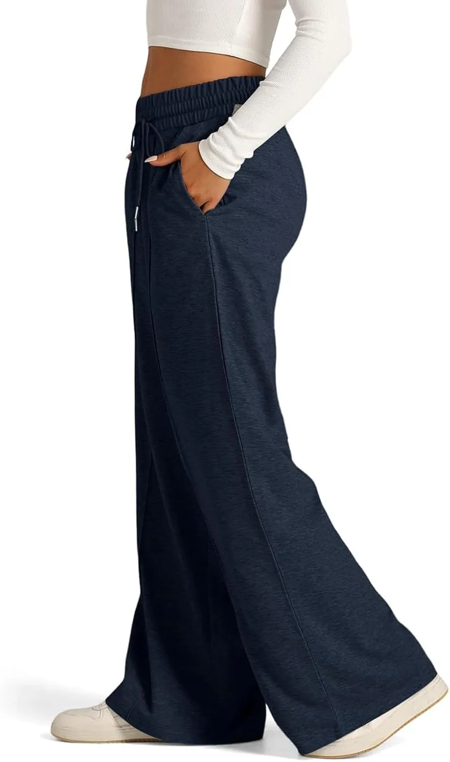 Womens Wide Leg Sweatpants Lightweight High Waisted Joggers with Pockets Baggy Comfy Drawstring Lounge Pants 2024