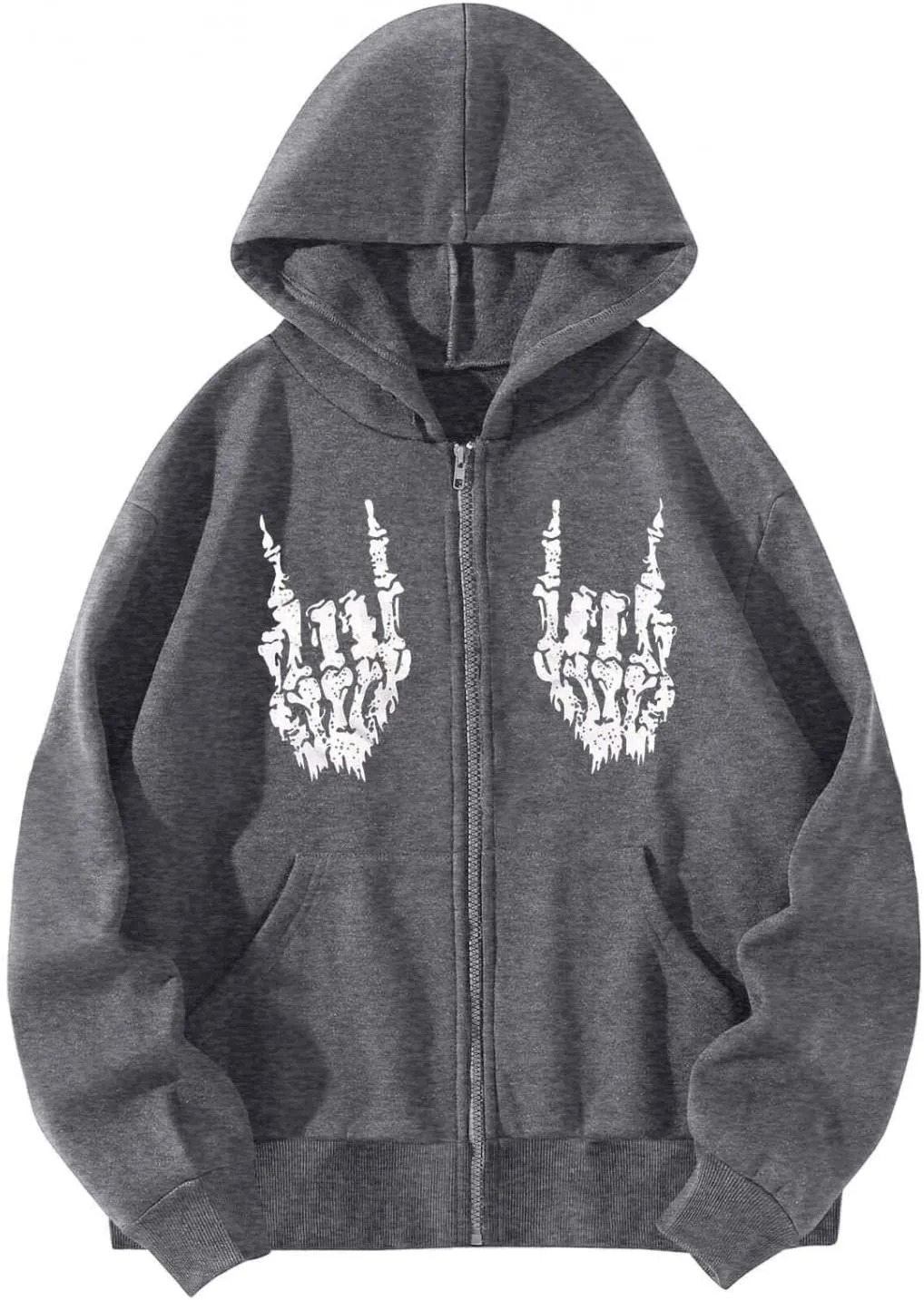 Y2K Hoodies for Women Full Zip Up Print Graphic Oversized Pockets Hooded Jacket 90s Long Sleeve Sweatshirt Halloween Fall